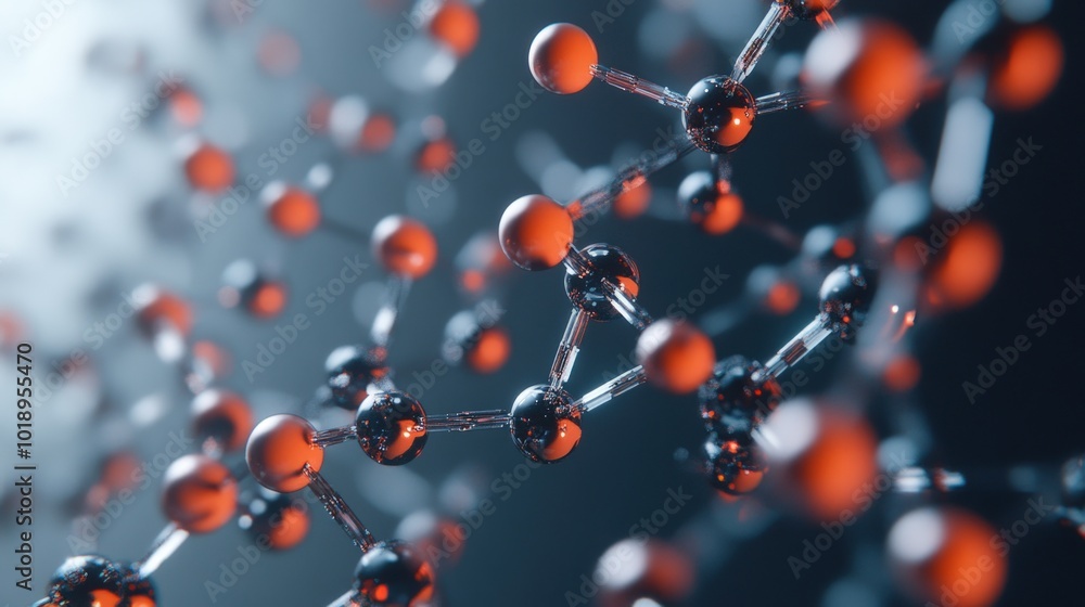 A 3D illustration of a molecular structure, composed of interconnected spheres, with a blurred background. A 3D illustration of a molecular structure, composed of interconnected spheres, with a blurred background.