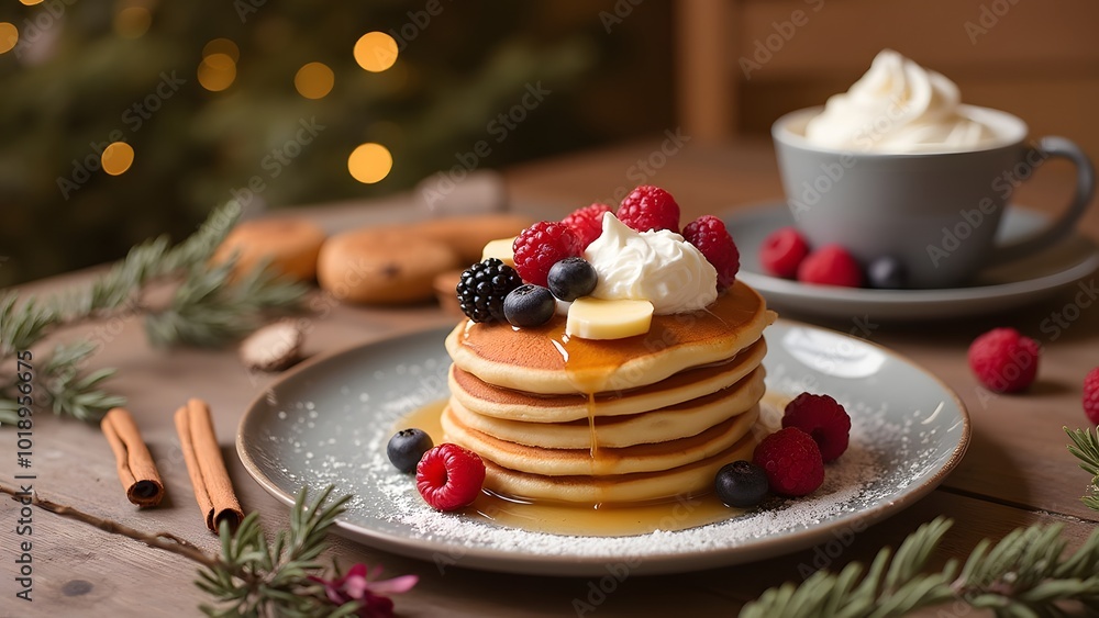 Cozy Winter Breakfast with Pancakes and Berries Cozy Winter Breakfast with Pancakes and Berries