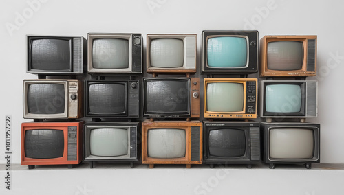 Vintage Televisions Collection in Creative Arrangement