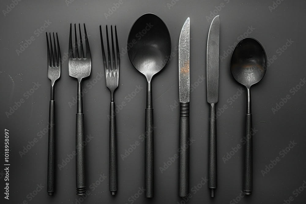 A luxury cutlery set with a modern A luxury cutlery set with a modern