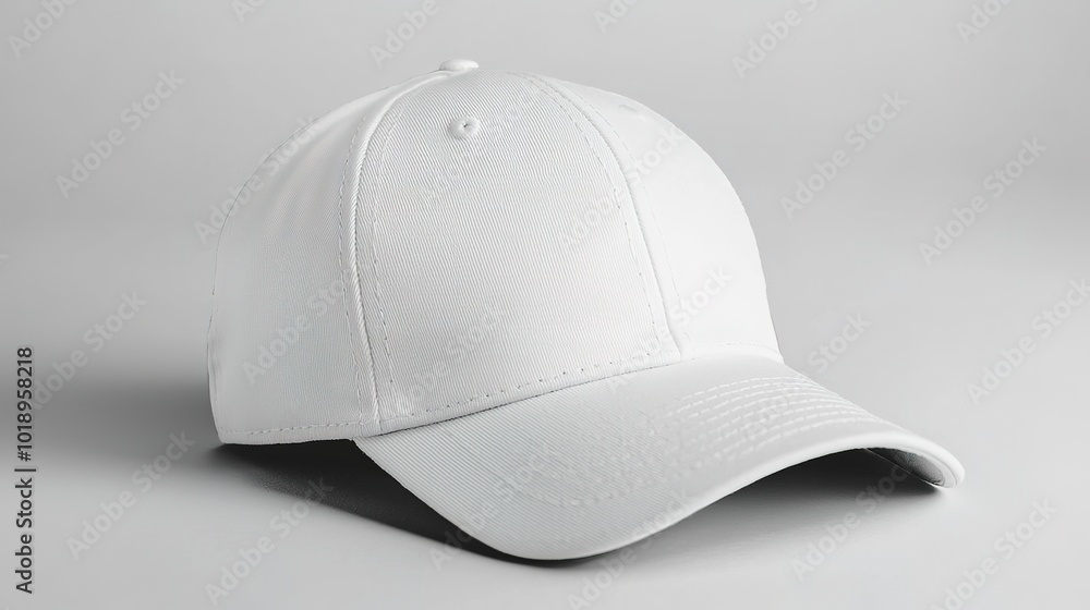 A stylish white cap with a textured surface, featuring a curved brim and an adjustable fit, perfect for casual outings or sports activities. A stylish white cap with a textured surface, featuring a curved brim and an adjustable fit, perfect for casual outings or sports activities.