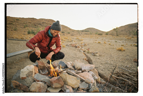 Wilderness campfire morning photo