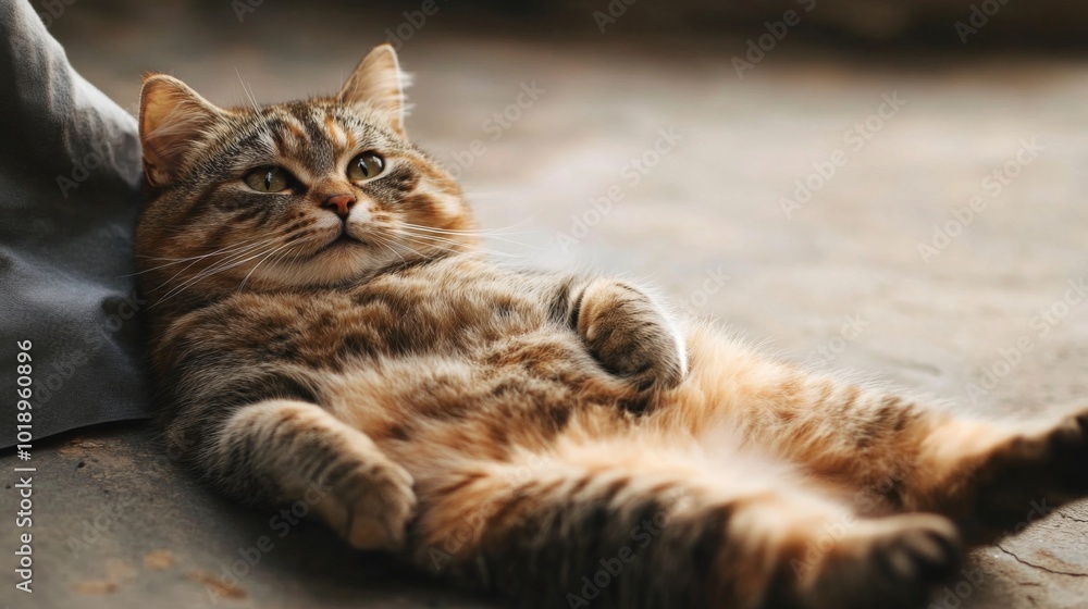 Relaxed Cat Lying Comfortably on the Floor Relaxed Cat Lying Comfortably on the Floor