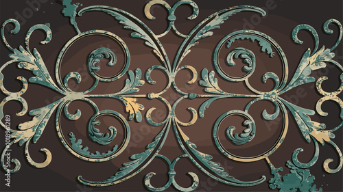 A weathered bronze filigree pattern with hints of verdigris, adding a touch of history and character.