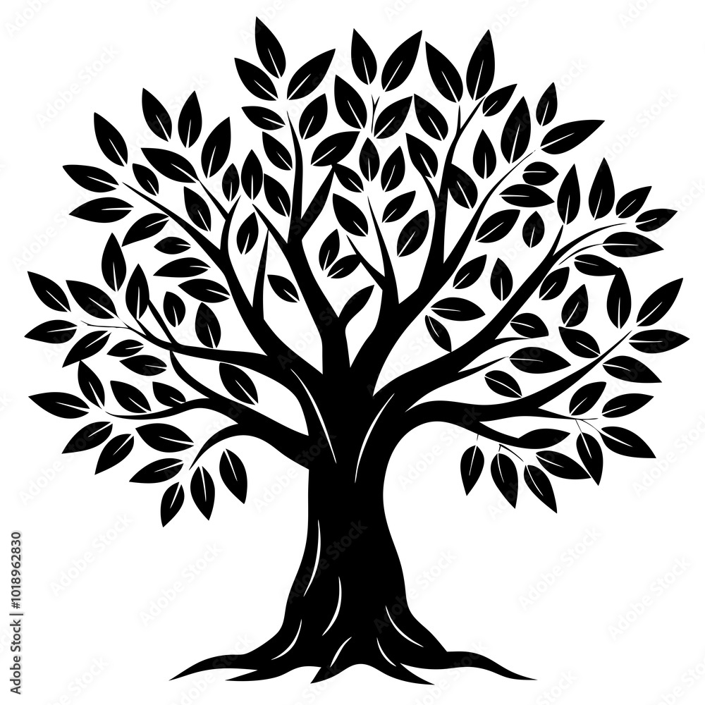Obraz premium Olive Tree silhouette on white background