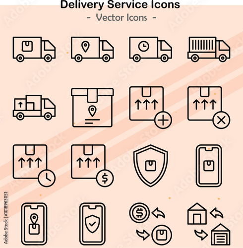 Icons illustrating additional aspects of delivery services and logistics.