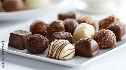 Assorted Gourmet Chocolate Collection on a Plate