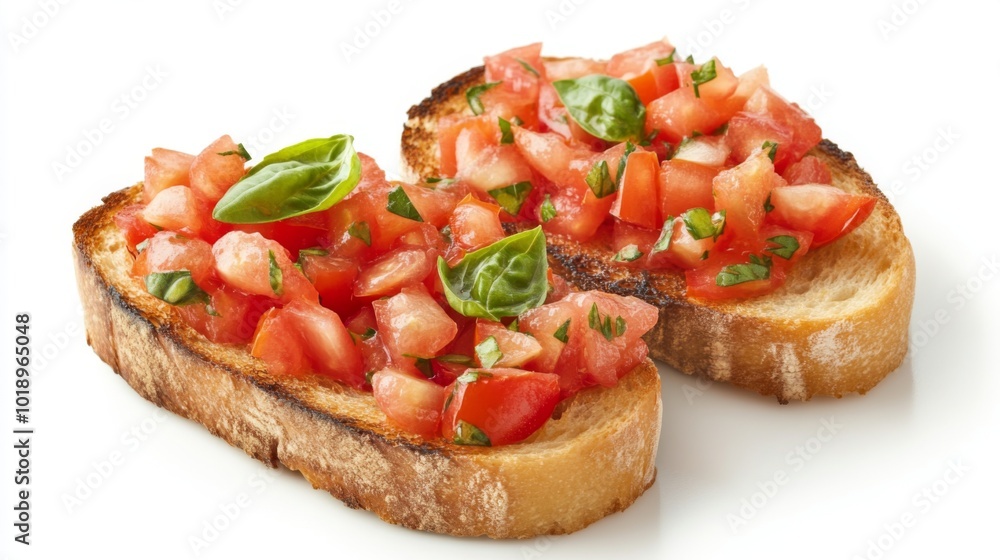 Fresh Tomato Bruschetta on Toasted Bread Slices Fresh Tomato Bruschetta on Toasted Bread Slices