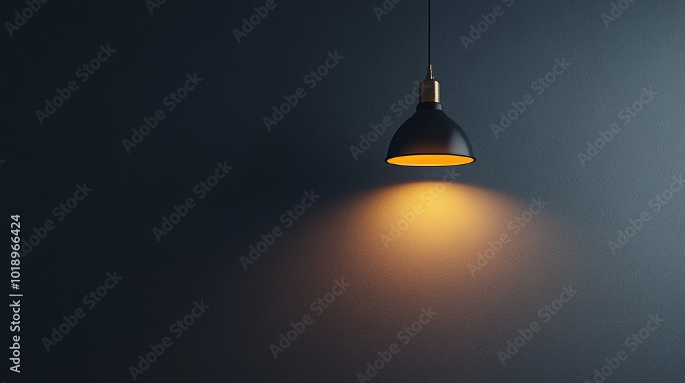 A lamp is hanging from the ceiling and casting a shadow on the wall A lamp is hanging from the ceiling and casting a shadow on the wall