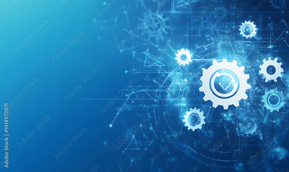 Blue background with gears and arrows design, a digital technology vector illustration design of a mechanical structure for web design or presentation in high-resolution design Blue background with gears and arrows design, a digital technology vector illustration design of a mechanical structure for web design or presentation in high-resolution design
