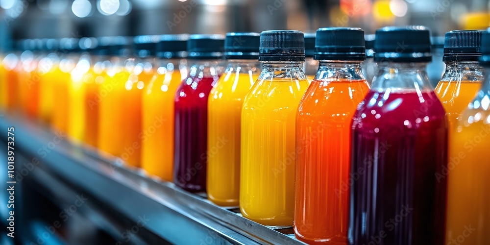 custom made wallpaper toronto digitalautomated juice bottling and packaging process in an industrial plant, focusing on the production of natural beverages with modern equipment and high-tech assembly lines