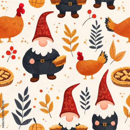 Festive Gnome Thanksgiving Pattern Design