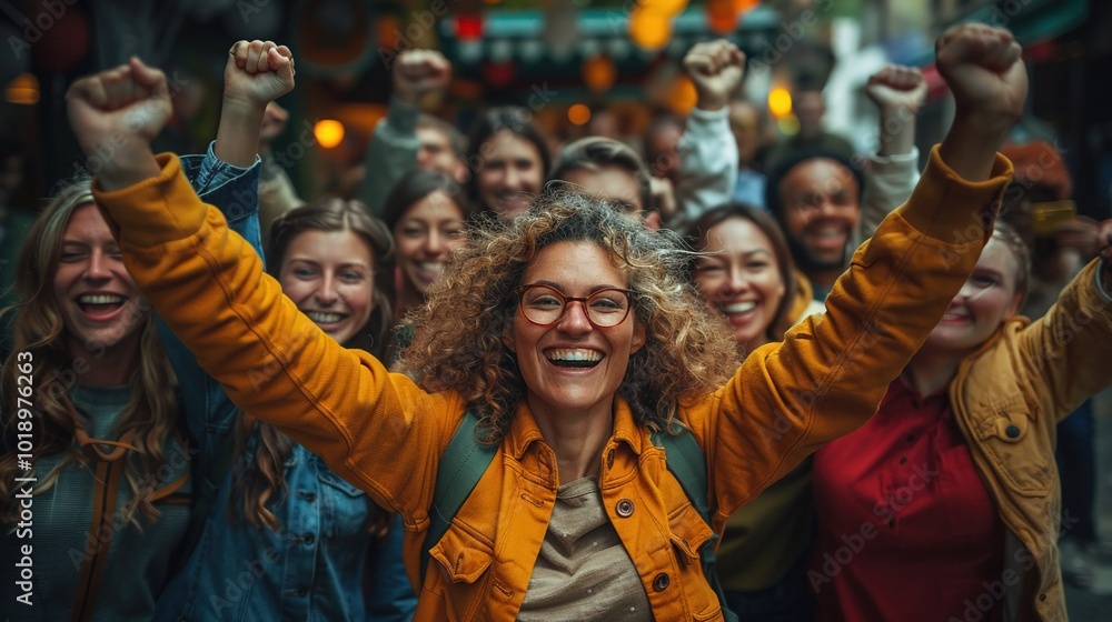 A diverse group of professionals celebrating a team achievement. A diverse group of professionals celebrating a team achievement.