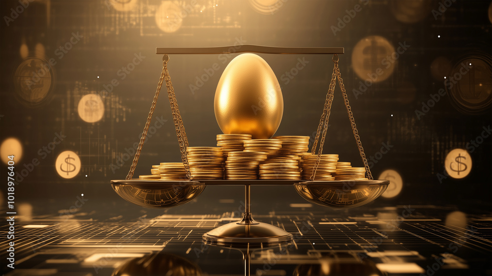 custom made wallpaper toronto digital金の卵と金貨の釣り合う天秤