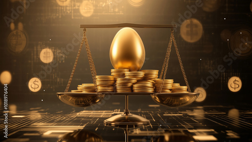 Wallpaper Mural 金の卵と金貨の釣り合う天秤 Torontodigital.ca