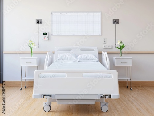 Modern Hospital Room with Digital Whiteboard