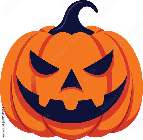 Evil Grinning Jack-o'-Lantern Halloween Pumpkin photo