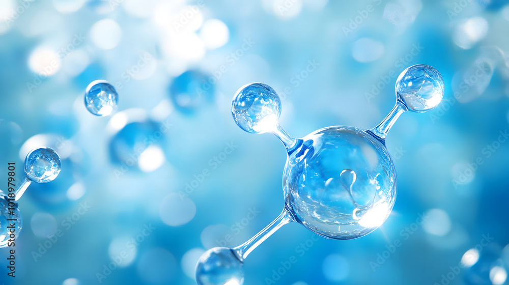 Blue background, a simple picture of water molecules in blue and white colors, a science-themed mobile wallpaper design Blue background, a simple picture of water molecules in blue and white colors, a science-themed mobile wallpaper design