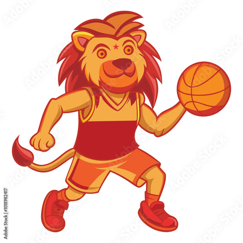 cartoon lion vector basketball illustration. lion sport football soccer mascot
