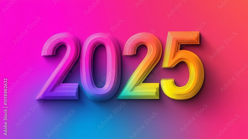 A vibrant and colorful representation of the year 2025, featuring stylized 3D numbers against a gradient background. A vibrant and colorful representation of the year 2025, featuring stylized 3D numbers against a gradient background.