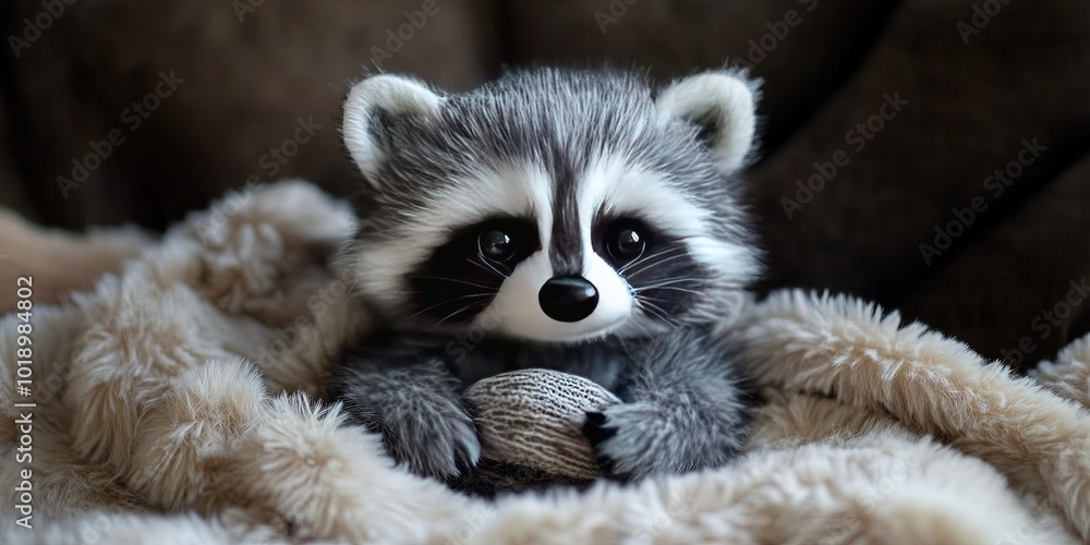 Obraz premium adorable stuffed animal raccoon 