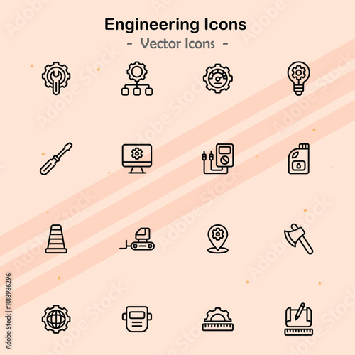 Icons illustrating additional elements of engineering and design.