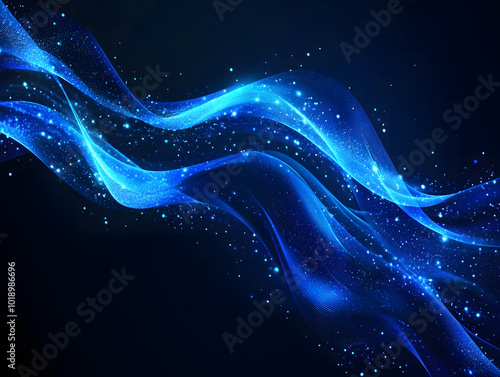 Blue fiber optic lines with white dots on black background vector illustration design, technology, and internet concept design