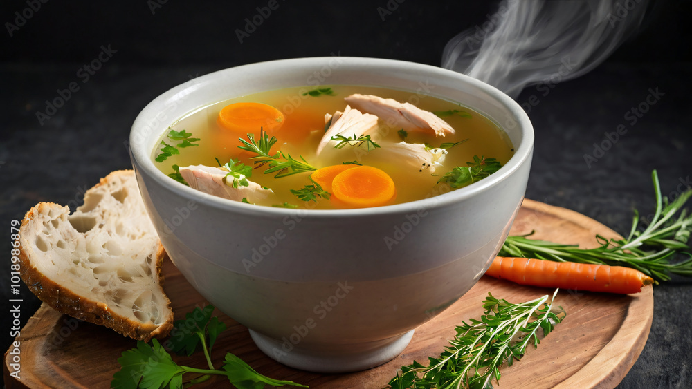 Comforting Homemade Chicken Soup. Generative AI Comforting Homemade Chicken Soup. Generative AI