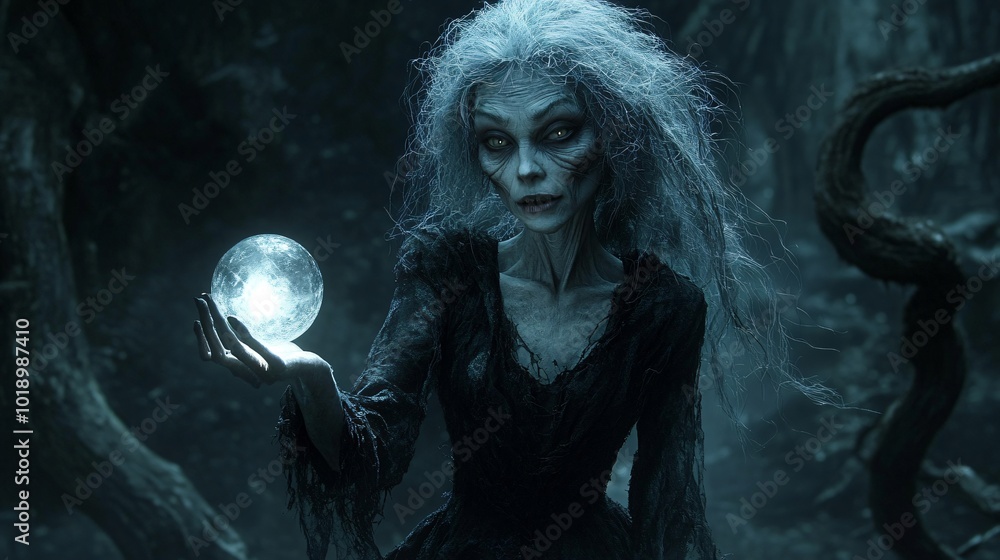 Witch with a magic ball.