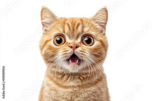 A cat displays a mix of annoyance and shock, captured in a humorous and thrilled expression. This image showcases the amusing and unpredictable nature of feline emotions.