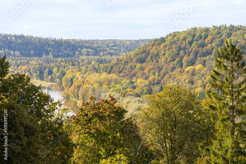 River flows through the river valley photo