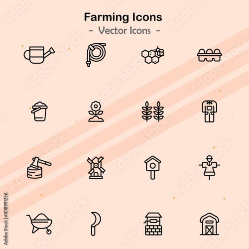 Icons showcasing additional elements of agriculture and farming.