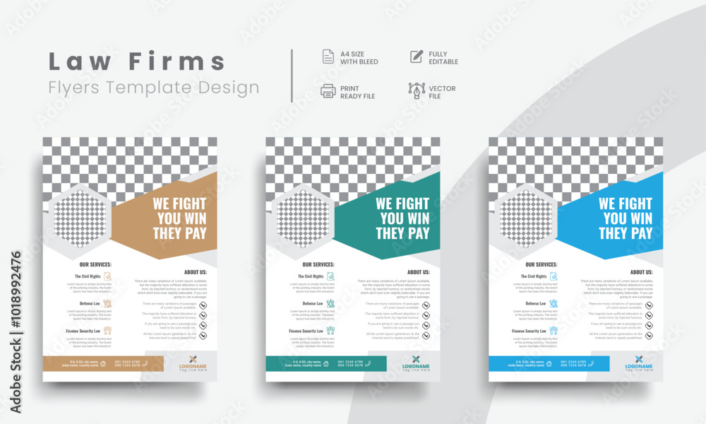 Professional law firm flyer for lawyer brand identity promotion. Modern lawyer flyer or attorney flyer with law brand marketing layout. Vol - 17 Professional law firm flyer for lawyer brand identity promotion. Modern lawyer flyer or attorney flyer with law brand marketing layout. Vol - 17