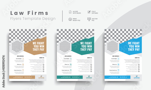 Professional law firm flyer for lawyer brand identity promotion. Modern lawyer flyer or attorney flyer with law brand marketing layout. Vol - 17