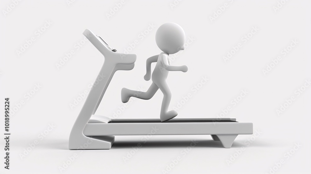 3D Figure Running on a Treadmill: A Depiction of Fitness 3D Figure Running on a Treadmill: A Depiction of Fitness