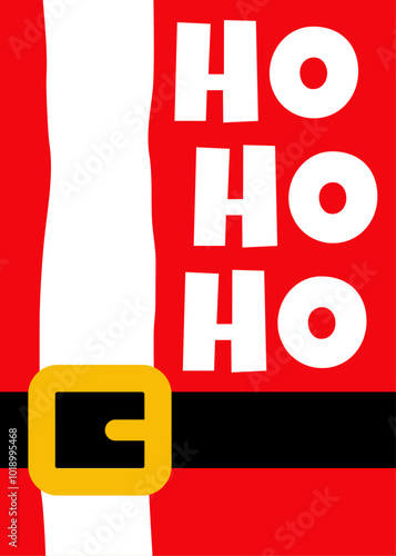 Tiempo de Navidad. Banner vertical con traje de Santa Claus con mensaje Ho Ho Ho para tarjetas y felicitaciones