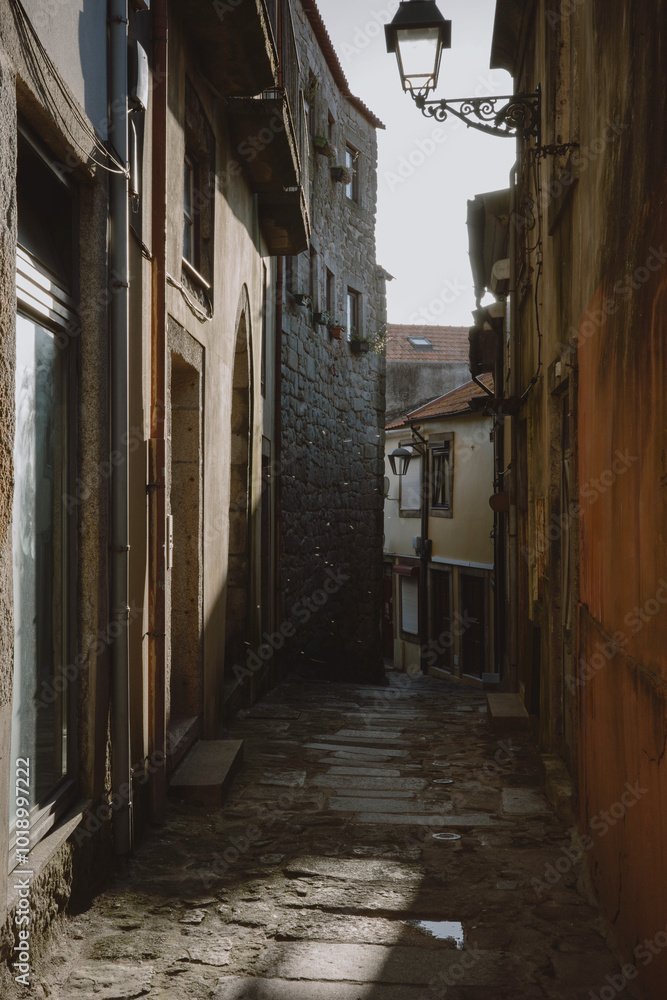 Street With Old Buildings in the Middle of Porto, Portugal Street With Old Buildings in the Middle of Porto, Portugal