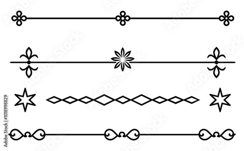 Classic Minimalistic Decorative Divider Line Vectors. Enhance your design projects with these classic decorative divider line vectors. Perfect for adding a touch of elegance to invitations, documents,