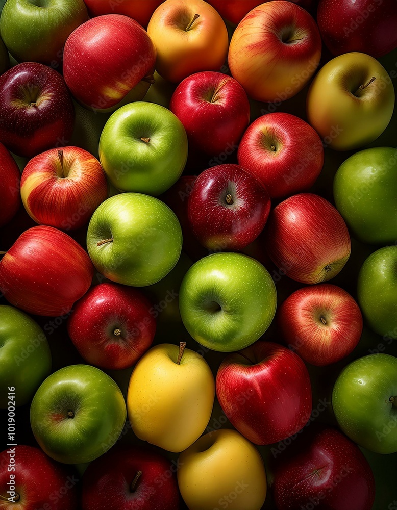 A mix of red, green, and yellow apples A mix of red, green, and yellow apples