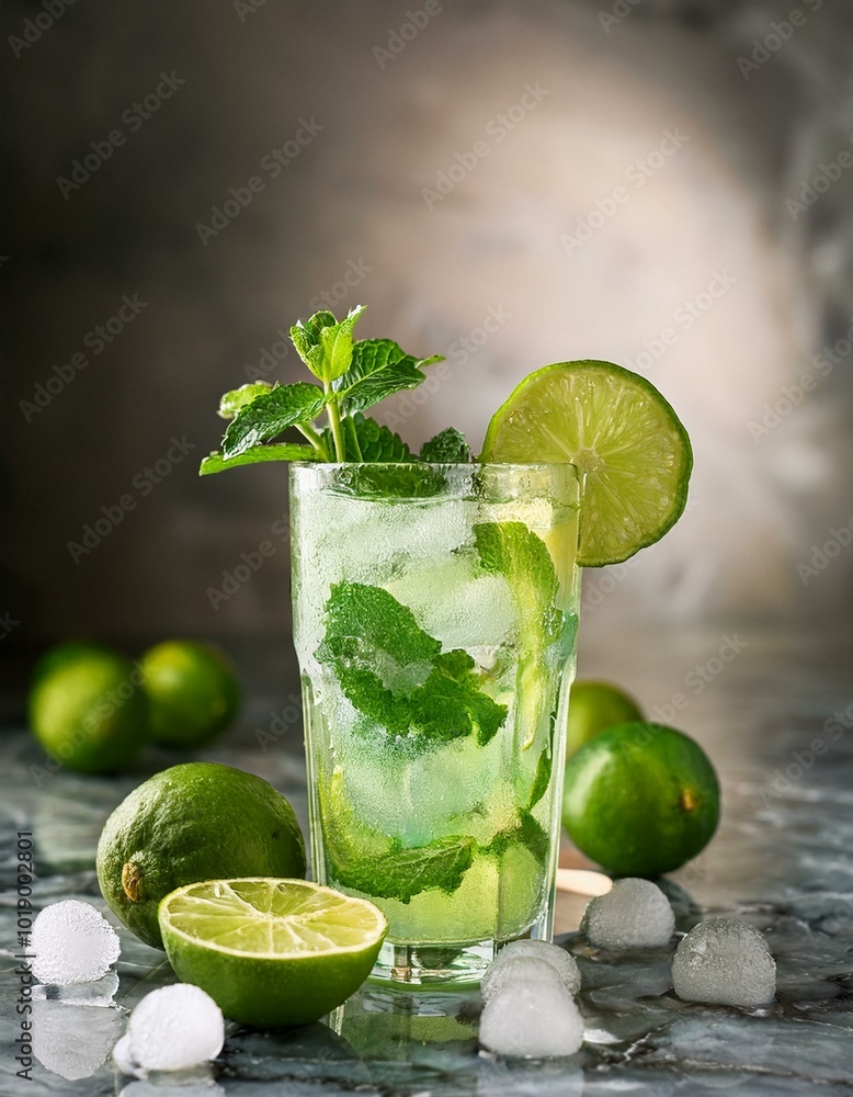 Refreshing lime drink with mint Refreshing lime drink with mint
