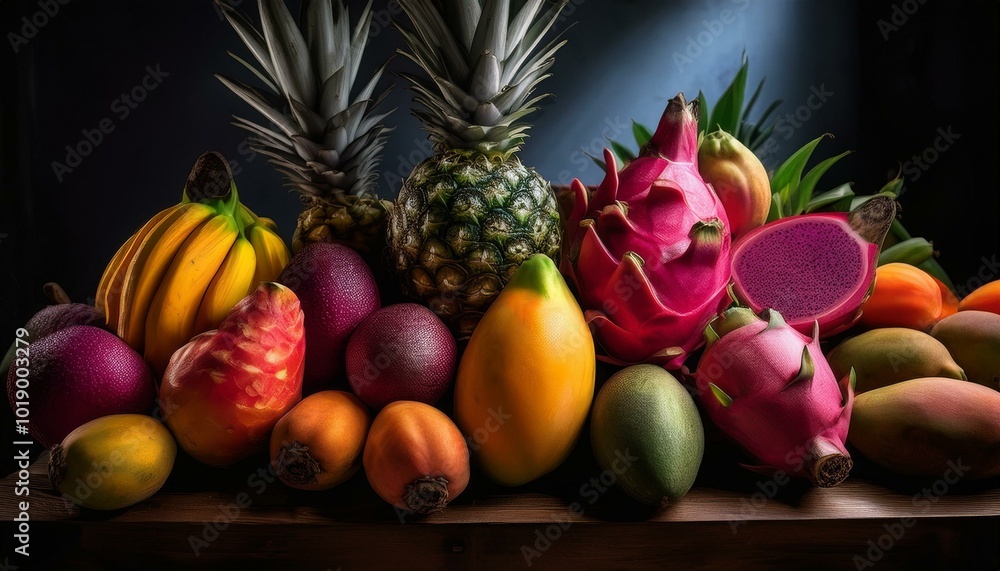Assortment of tropical fruits Assortment of tropical fruits