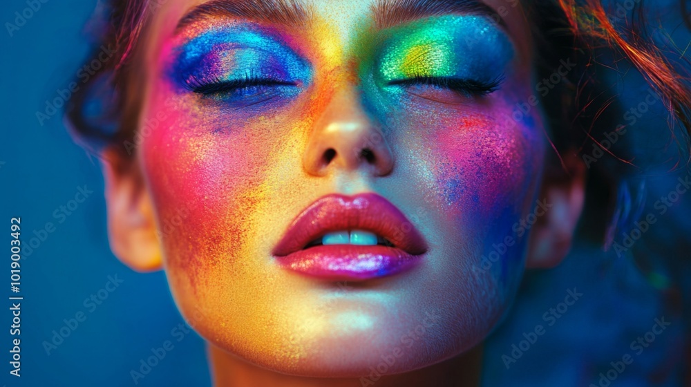 Obraz premium Vibrant Makeup Art with Colorful Pigments