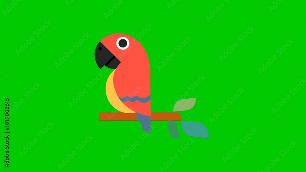 A vibrant cartoon parrot animation on a green screen, showcasing lively movements and colorful feathers perfect for children's content fun projects and creative visuals A vibrant cartoon parrot animation on a green screen, showcasing lively movements and colorful feathers perfect for children's content fun projects and creative visuals