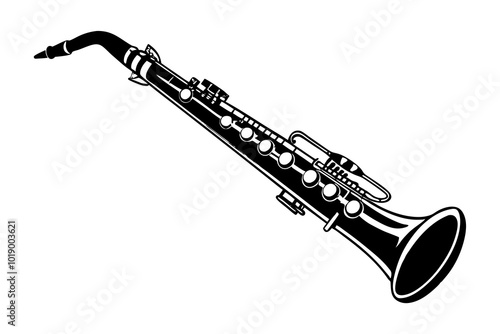 Bass Clarinet silhouette vector illustration