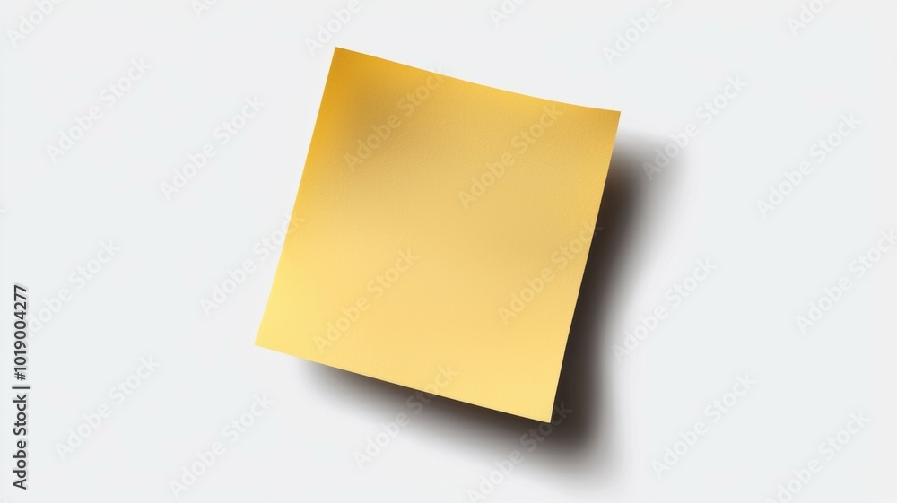 A single yellow sticky note with a shadow on a light surface in a well-lit environment A single yellow sticky note with a shadow on a light surface in a well-lit environment