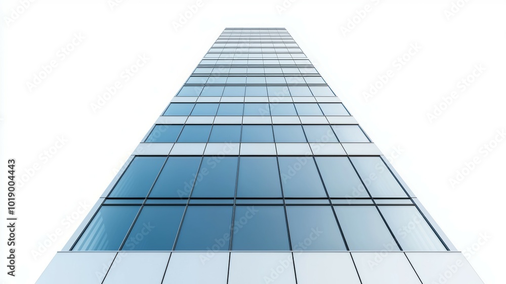 A tall glass building reaching skyward on a bright day with a clear blue sky and minimal clouds A tall glass building reaching skyward on a bright day with a clear blue sky and minimal clouds