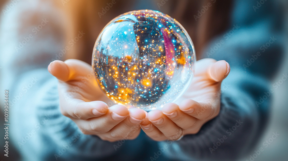 mystic woman’s hands delicately cradle a glowing orb, symbolizing insight and intuition. The warm light reflects her connection to the unknown, inviting viewers into a realm of possibilities mystic woman’s hands delicately cradle a glowing orb, symbolizing insight and intuition. The warm light reflects her connection to the unknown, inviting viewers into a realm of possibilities
