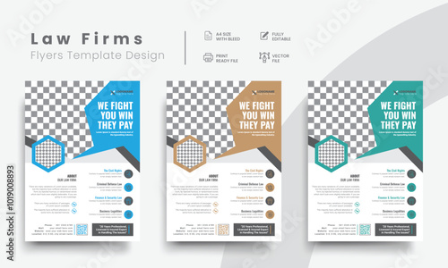 Professional law firm flyer for lawyer brand identity promotion. Modern lawyer flyer or attorney flyer with law brand marketing layout. Vol - 29