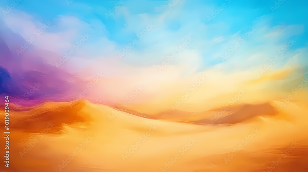 Impressionist desert with blurred dunes dynamic light and a vibrant textured sky. Impressionist Sky. Illustration Impressionist desert with blurred dunes dynamic light and a vibrant textured sky. Impressionist Sky. Illustration