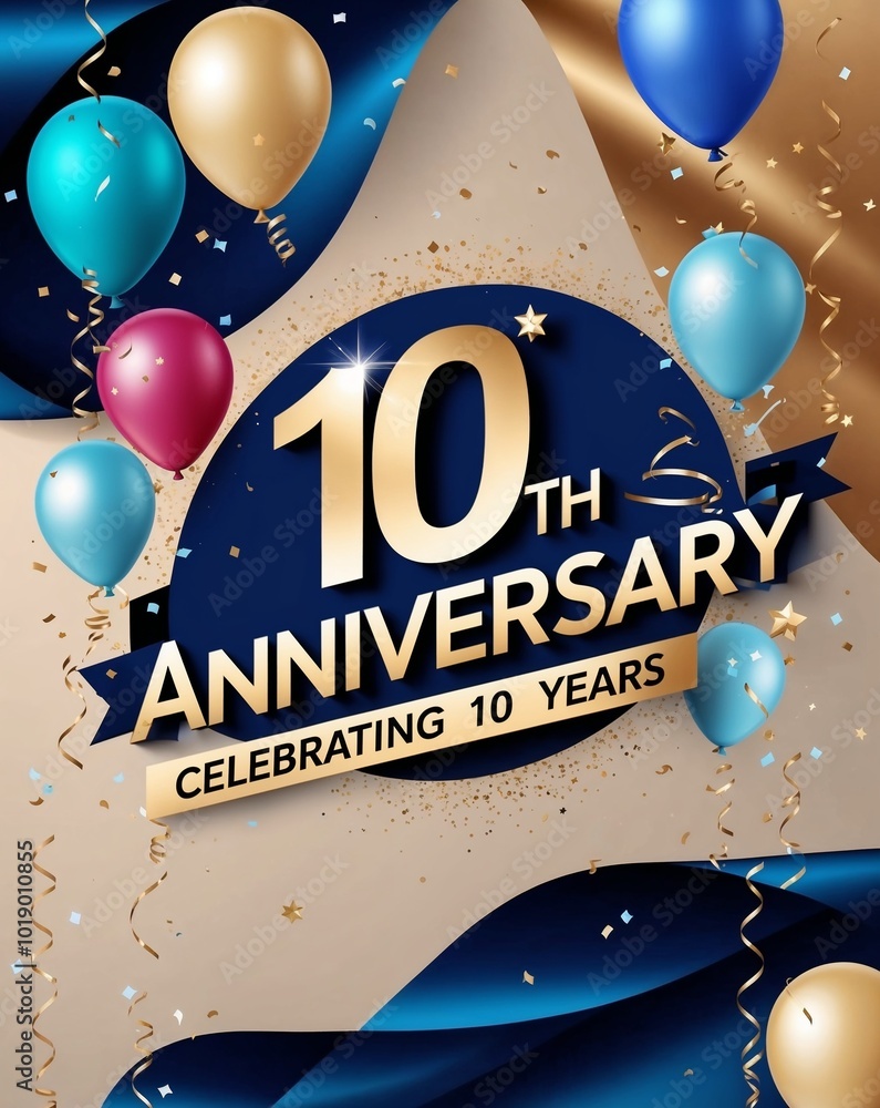 Elegant 10th Anniversary Celebration Design: Perfect for Social Media ...
